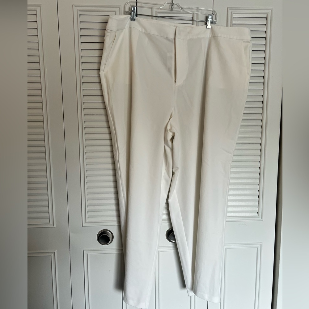 Eloquii Cream High-Waisted linen Trousers